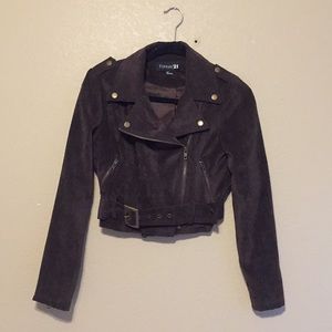 Chocolate brown faux suede jacket